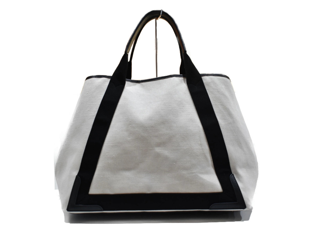 Balenciaga Ivory Navy Canvas Cabas Handbag Leather Mothers White Bag Blue Black